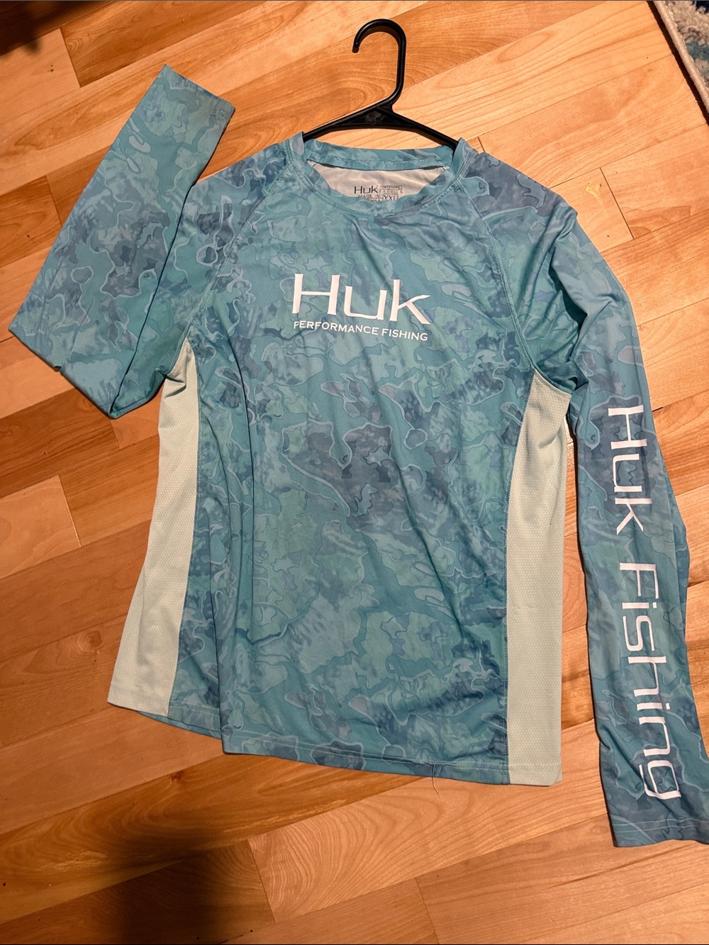 Huk Kids Long-Sleeve Performance Shirt - Teal Camo XL note flaws